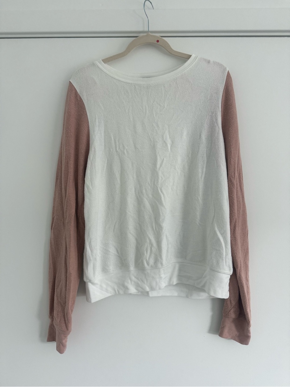 Wildfox White & Dusty Rose Colorblock Pullover